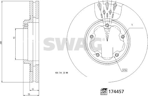 Swag 33 10 2209 - Тормозной диск autospares.lv