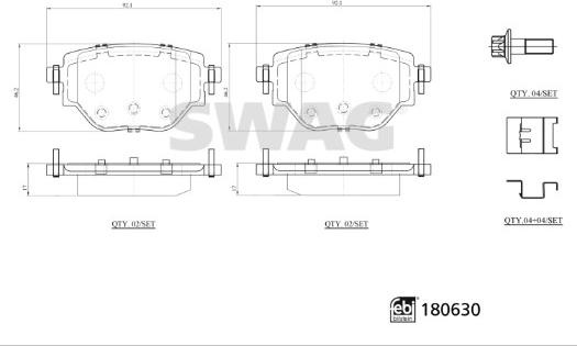 Swag 33 10 7799 - Тормозные колодки, дисковые, комплект autospares.lv