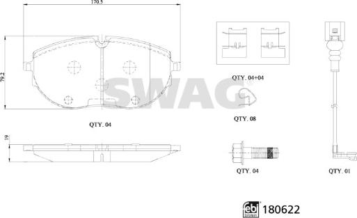 Swag 33 10 7793 - Тормозные колодки, дисковые, комплект autospares.lv