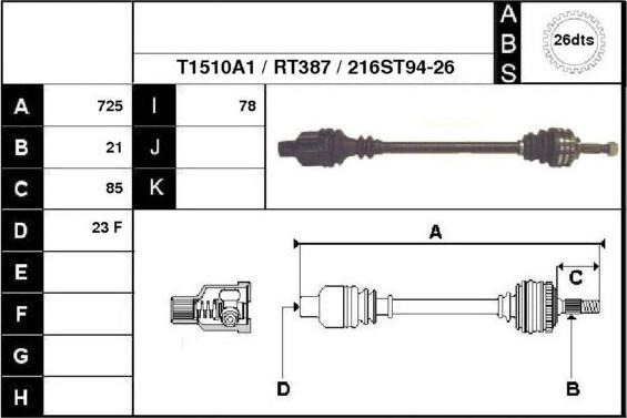 Technika 38216A1 - Приводной вал autospares.lv