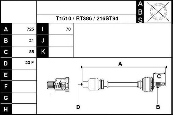 Technika 38216 - Приводной вал autospares.lv