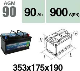 Technika AGM90 - Стартерная аккумуляторная батарея, АКБ autospares.lv