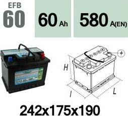 Technika EFB60 - Стартерная аккумуляторная батарея, АКБ autospares.lv