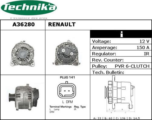 Technika A36280 - Генератор autospares.lv