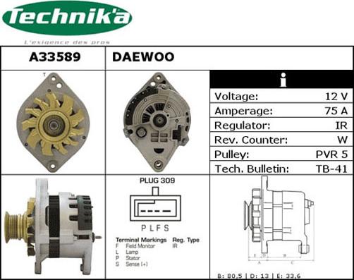 Technika A33589 - Генератор autospares.lv