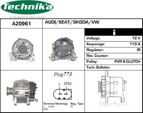 Technika A20961 - Генератор autospares.lv