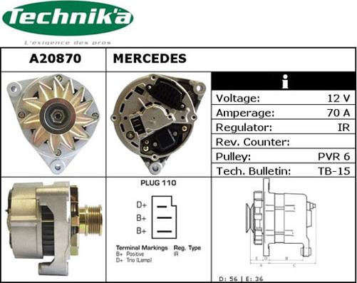 Technika A20870 - Генератор autospares.lv