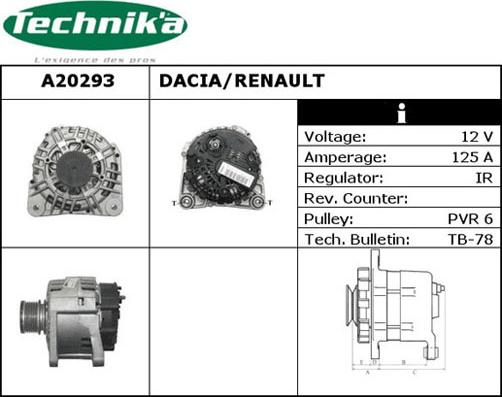 Technika A20293 - Генератор autospares.lv