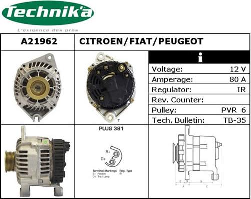 Technika A21962 - Генератор autospares.lv