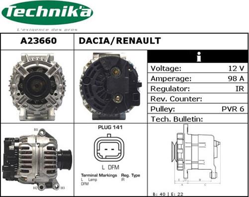 Technika A23660 - Генератор autospares.lv