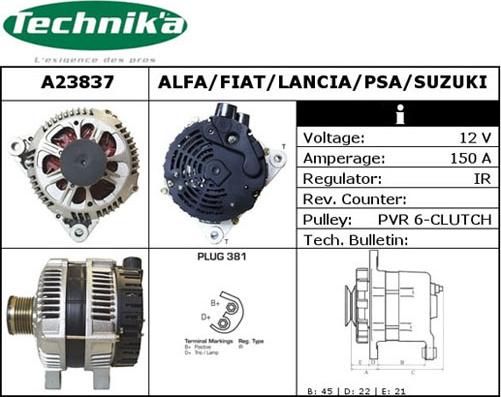 Technika A23837 - Генератор autospares.lv