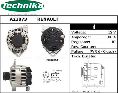 Technika A23873 - Генератор autospares.lv