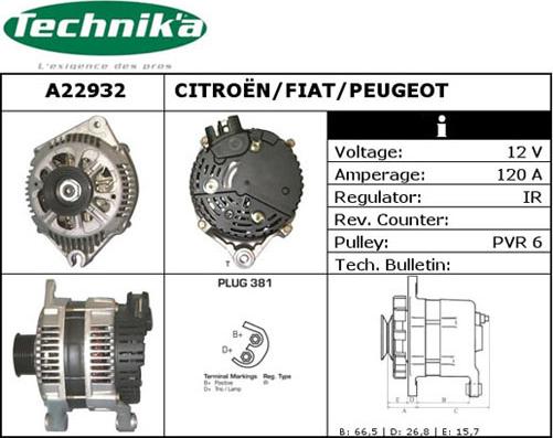 Technika A22932 - Генератор autospares.lv