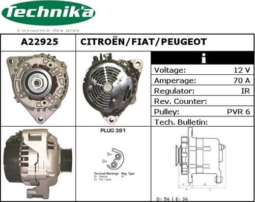 Technika A22925 - Генератор autospares.lv