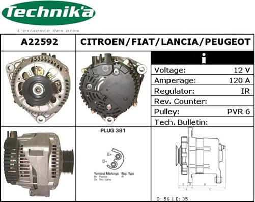 Technika A22592 - Генератор autospares.lv