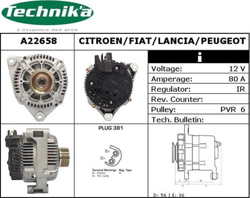 Technika A22658 - Генератор autospares.lv