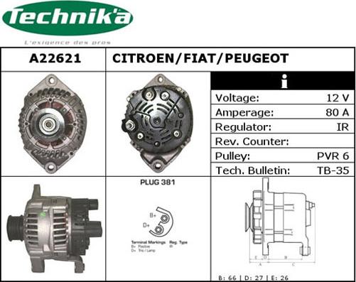 Technika A22621 - Генератор autospares.lv