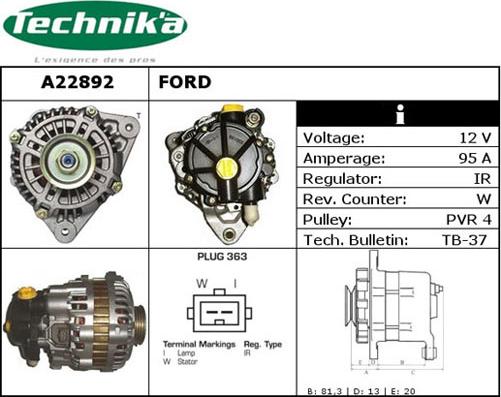 Technika A22892 - Генератор autospares.lv