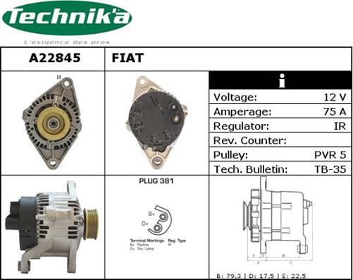 Technika A22845 - Генератор autospares.lv