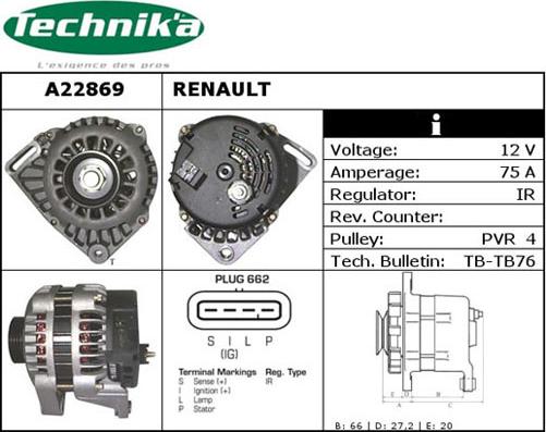 Technika A22869 - Генератор autospares.lv