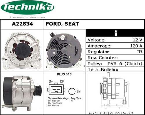 Technika A22834 - Генератор autospares.lv