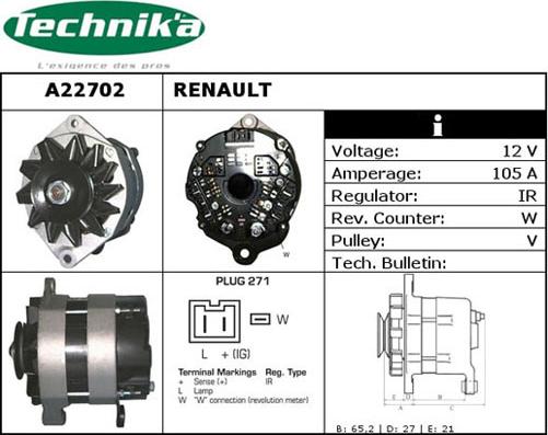 Technika A22702 - Генератор autospares.lv