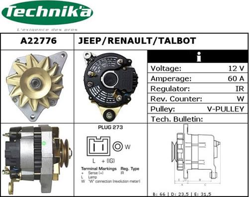 Technika A22776 - Генератор autospares.lv