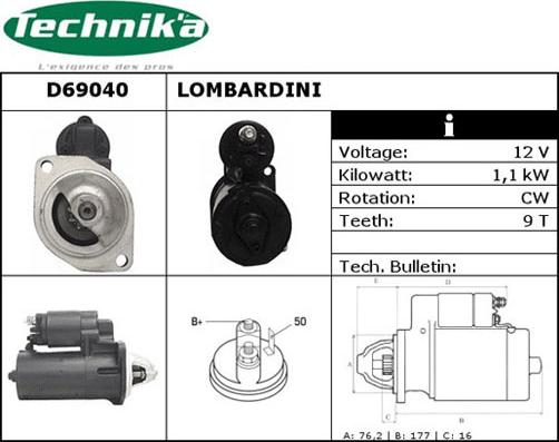 Technika D69040 - Стартер autospares.lv