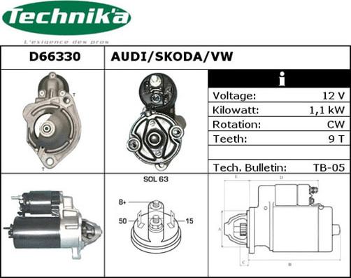 Technika D66330 - Стартер autospares.lv