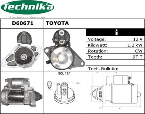 Technika D60671 - Стартер autospares.lv