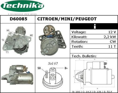 Technika D60085 - Стартер autospares.lv