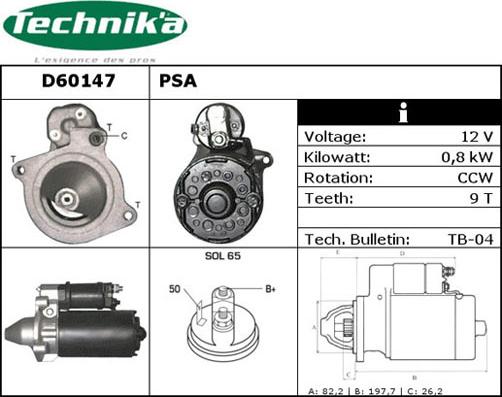 Technika D60147 - Стартер autospares.lv