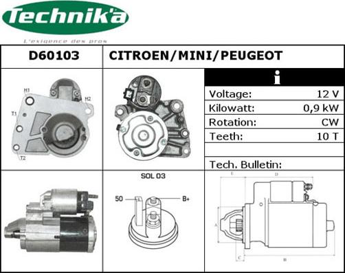 Technika D60103 - Стартер autospares.lv