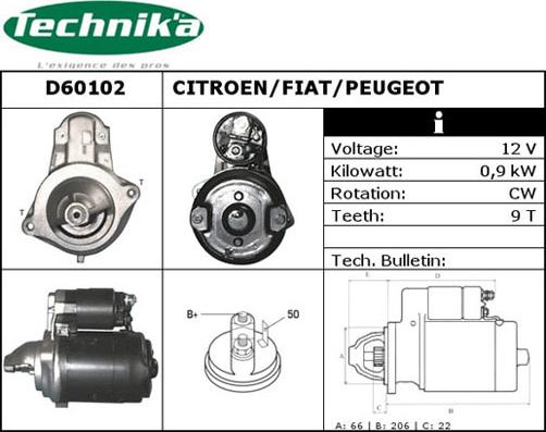 Technika D60102 - Стартер autospares.lv