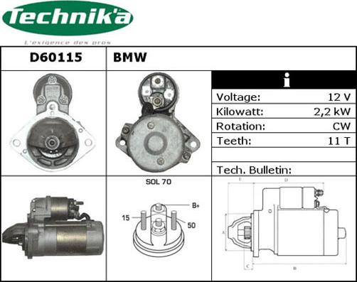 Technika D60115 - Стартер autospares.lv