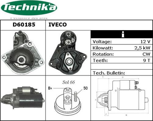 Technika D60185 - Стартер autospares.lv