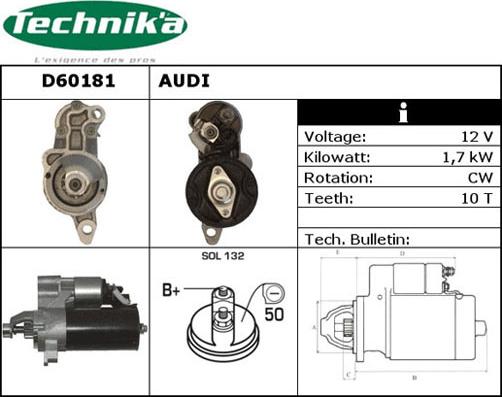 Technika D60181 - Стартер autospares.lv