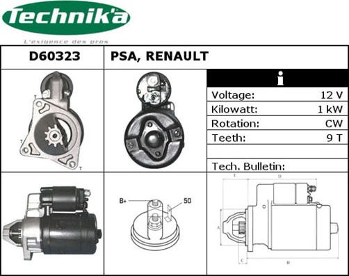 Technika D60323 - Стартер autospares.lv