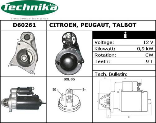 Technika D60261 - Стартер autospares.lv