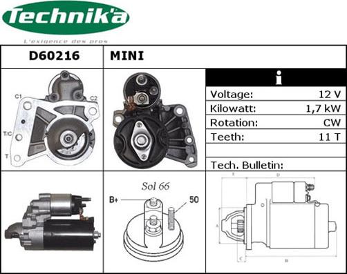 Technika D60216 - Стартер autospares.lv