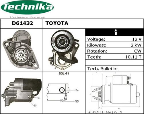 Technika D61432 - Стартер autospares.lv