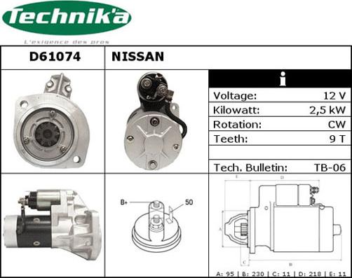 Technika D61074 - Стартер autospares.lv