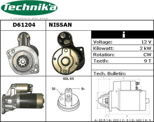 Technika D61204 - Стартер autospares.lv