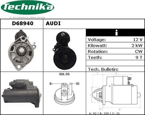 Technika D68940 - Стартер autospares.lv