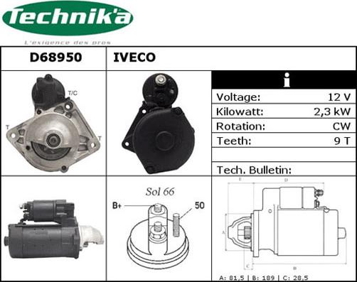 Technika D68950 - Стартер autospares.lv