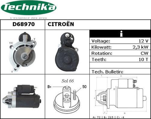 Technika D68970 - Стартер autospares.lv