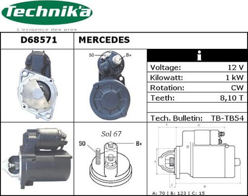 Technika D68571 - Стартер autospares.lv