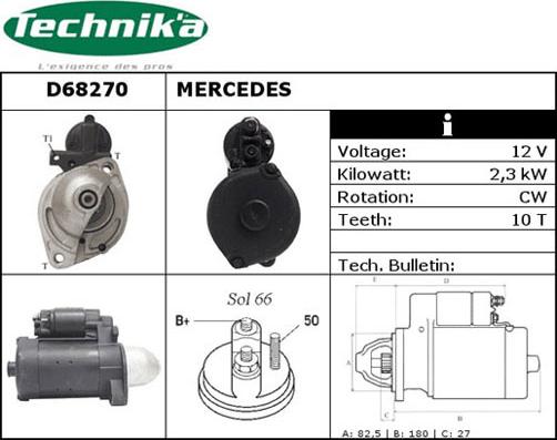 Technika D68270 - Стартер autospares.lv