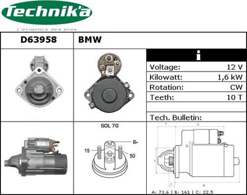 Technika D63958 - Стартер autospares.lv