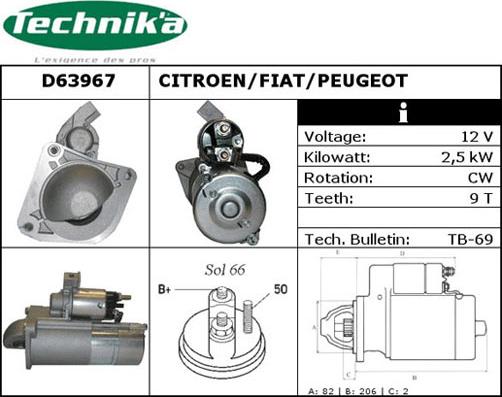 Technika D63967 - Стартер autospares.lv